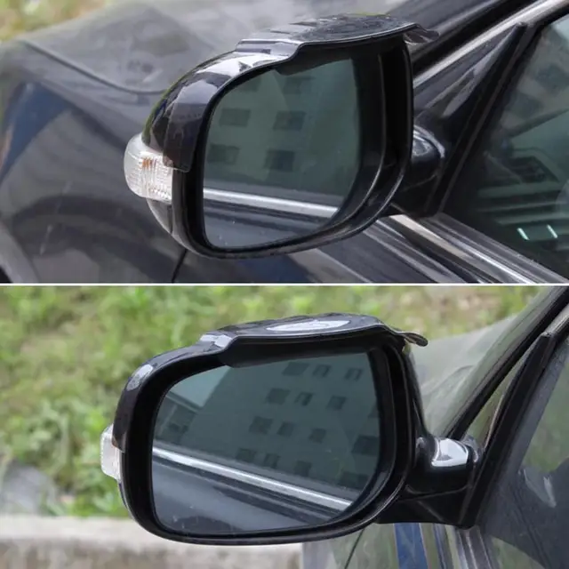 1 Pair Universal Flexible Car Side Rearview Mirror Rain Shade Board Blade Eyebrow Sun Visor Shield Cover with Air Inlet/Outlet