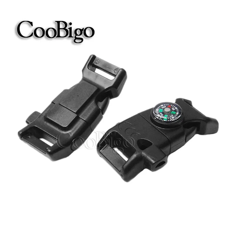 

100pcs 5/8" Release Buckle Compass Whistle Scraper Parachute 550 Cord Paracord Bracelet Outdoor Camping Emergency Survival