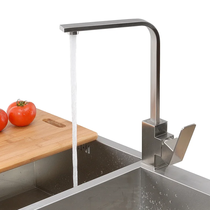

SUS 304 Stainless Steel Square Type Kitchen Faucet Water Sink Mixer