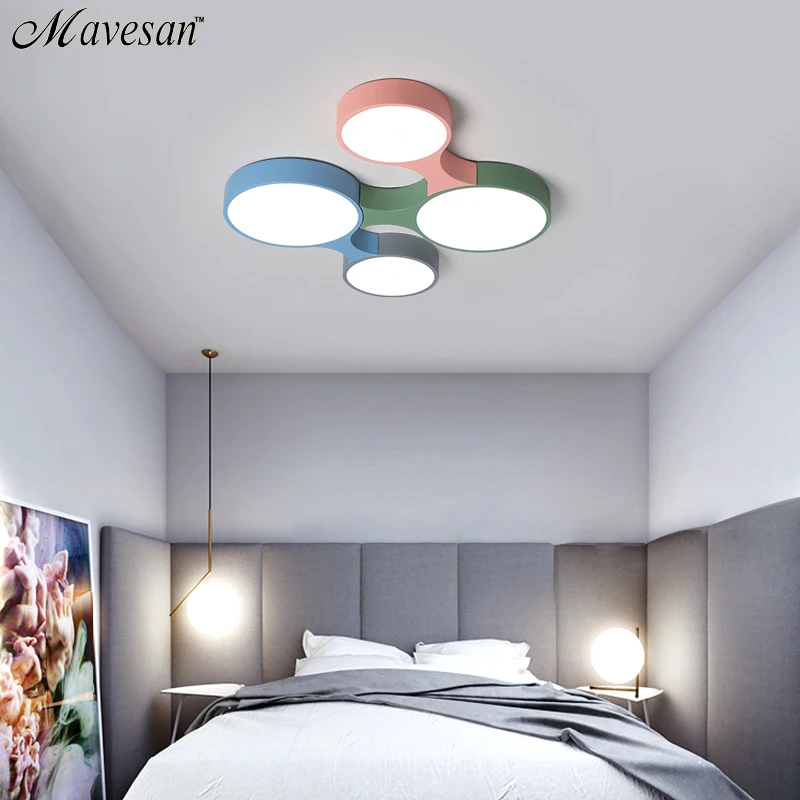 Скандинавские светодиодные потолочные светильники, современные красочные лампы для спальни, потолочные лампы, круглые тонкие плафоны, освещение, lamparas de techo