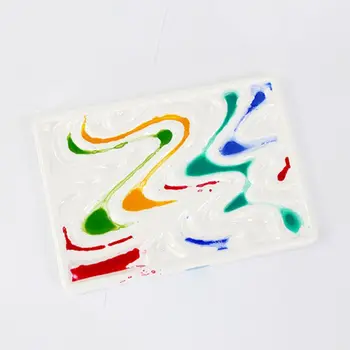 

Wavy Imitation Ceramic Palettes Square Watercolor Easy To Clean Palettes Tray For Artist Watercolor Gouache Painting Coloring