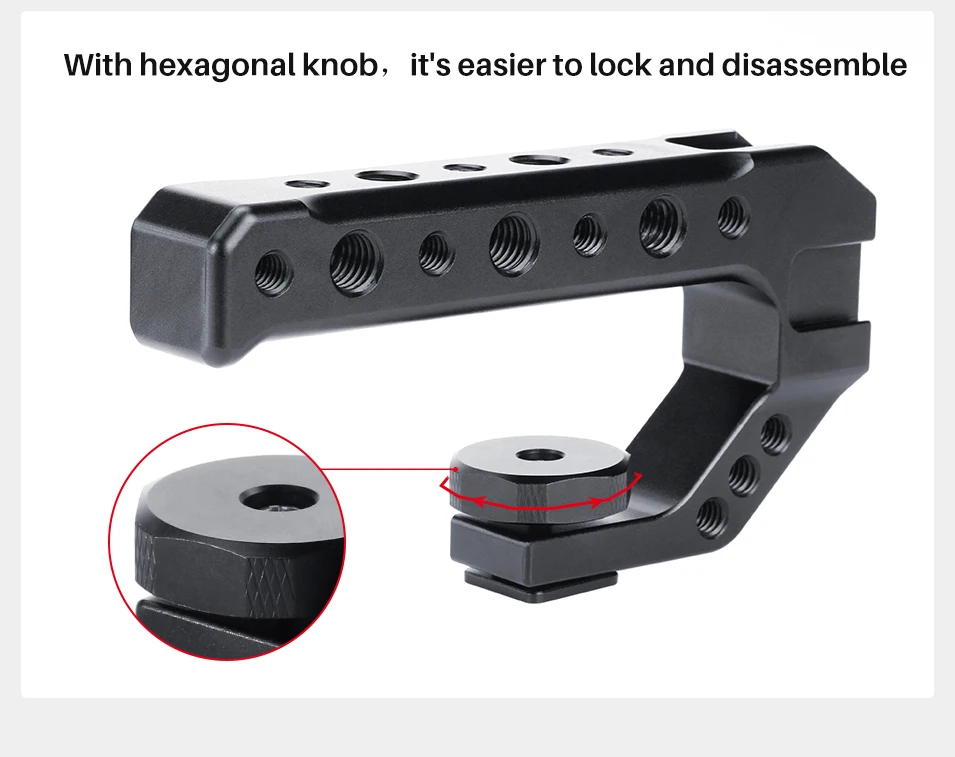 Алюминий DSLR Топ ручка w 3 Холодный башмак крепления 1/4 ''3/8'' для монитор микрофон видео свет sony A6400 6300 Nikon Canon