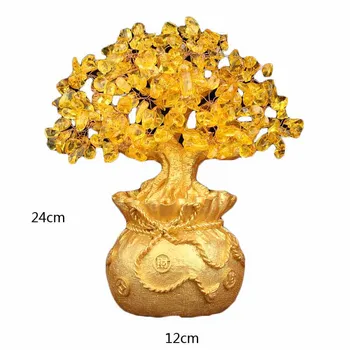 

European-style yellow crystal Lucky tree Decoration made a fortune tree cash cow home decorations opening gifts