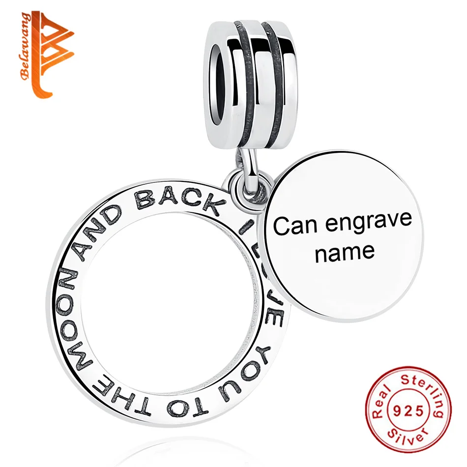 

Authentic 925 Sterling Silver Custom Round Charms Beads Fit Original Bracelet Necklace Personalized Engrave Name Jewelry