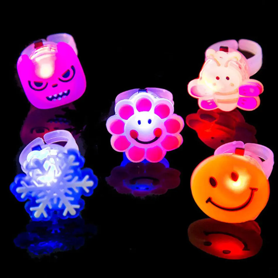 

5/10pcs Cartoon Children's Luminous Rings Kids LED Flash Light Toy Finger Ring For Girl Baby's Toys