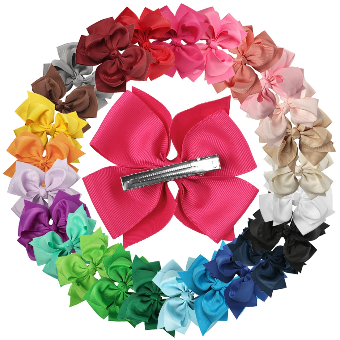 25pcs/lot 4inch Grosgrain Ribbon High Quality Hair Ribbon Bows with
