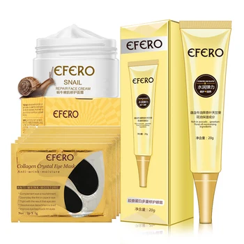 

EFERO 7Pcs/set Face Cream Snail Essence Anti Aging Skin Care Wrinkle Collagen Eye Cream Eye Mask Eye Patches Dark Circles Remove