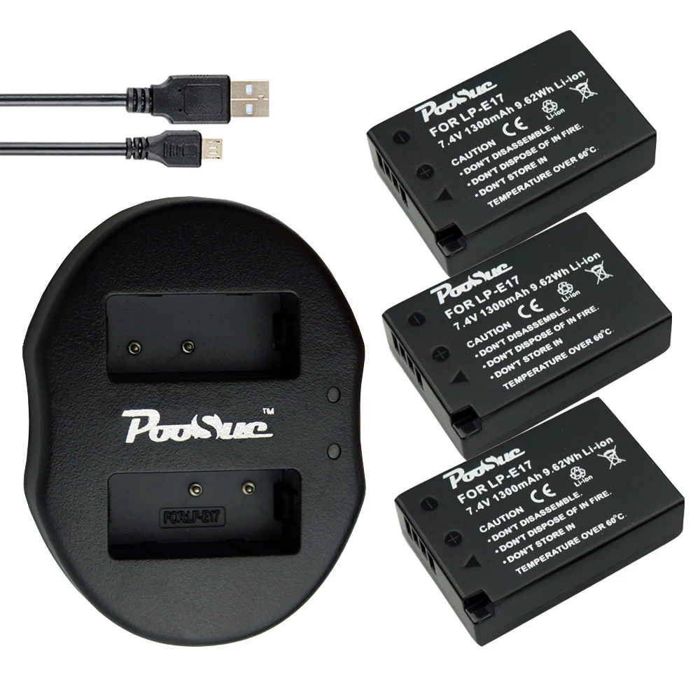 LPE17 LP-E17 Батарея упаковке с открытыми порами+ USB Зарядное устройство для Canon LP E17 Батарея EOS 200D M3 M6 750D 760D T6i T6s 800D 8000D поцелуй X8i Камера
