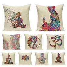 Southeast Asia Buddha Cushion Zen Meditation Buddha Statue Watercolor Musical Instruments Skull Pattern Creative Sofa Pillows