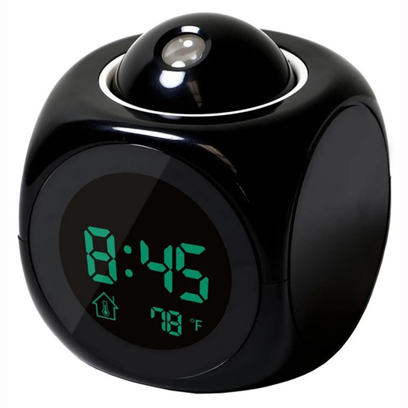  Night Light With Projector Digital Alarm Clock Lamp Voice Temperature Time Projection On Wall Ceili - 4000022370578