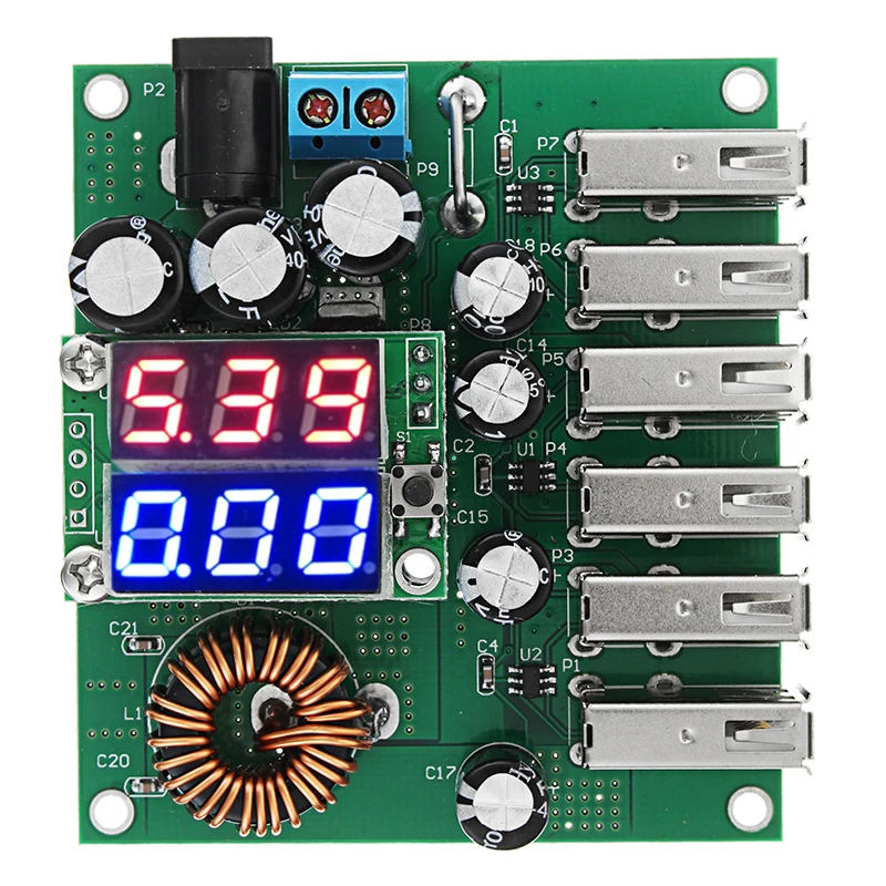 

DC-DC Power Converter 10-30V to 5V 8A 6 USB Power Converter High Power Car Power Regulator Module