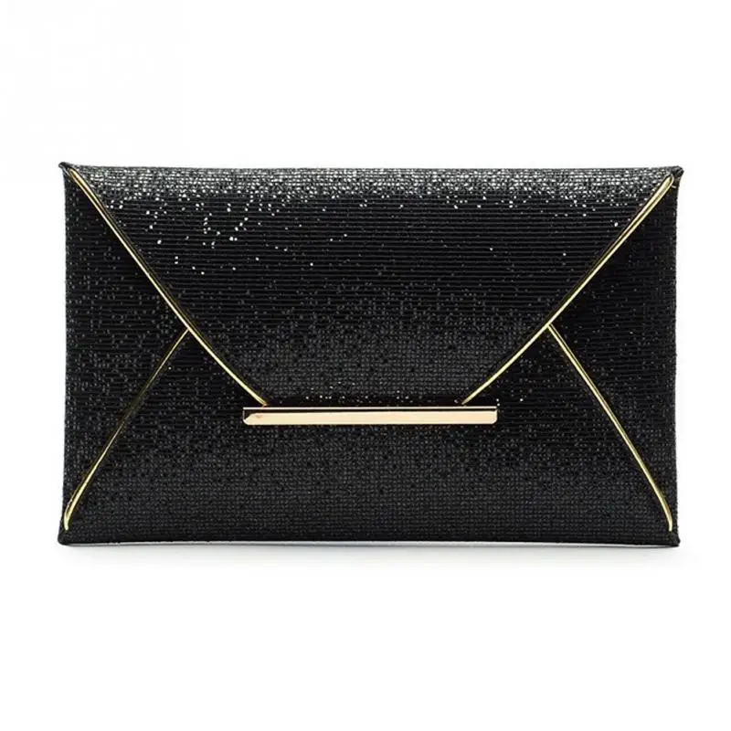 Fashion Sequin Women Clutch Bag Leather Women Envelope Bag Clutch Evening Bag Female Clutches Handbag - Цвет: black