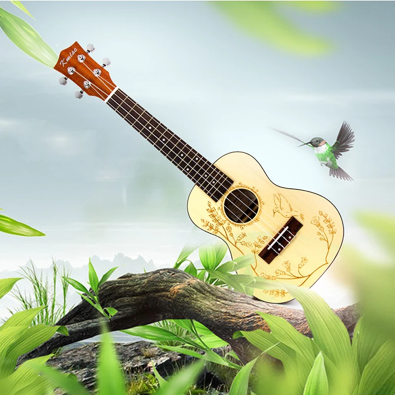 Kmise концертная Гавайская гитара из твердой ели Ukelele 23 дюймов 18 ладов Uke 4 струны Гавайская гитара
