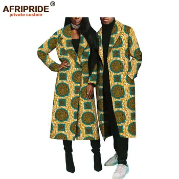 

2019 autumn africa print couple coat AFRIPRIDE tailor made full sleeve mid-calf length coats for couples 100% wax cotton A18C003