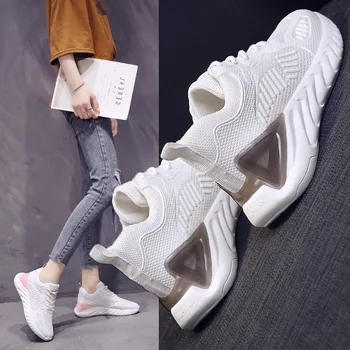 

Women Flats Sneakers 2019 Summer Breathable Mesh Sock Shoes Thick Sole Femme Ladies Casual Walking Tennis Flat Lightweight Shoes