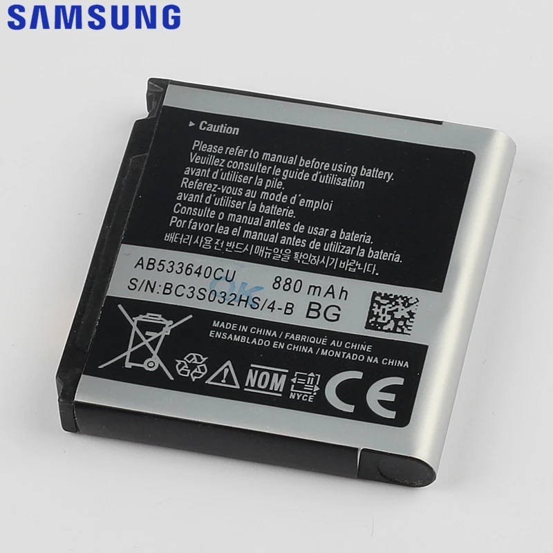 

Original Replacement Samsung Battery For S6888 S3710 S3600C S3930C S3601 S3601C S5520 S569 Genuine AB533640CC AB533640CU 880mAh