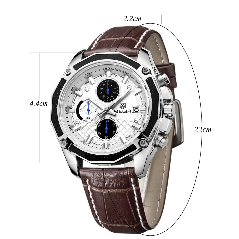 MEGIR альпинистские мужские часы с хронографом, модные повседневные светящиеся многофункциональные наручные часы с гравировкой, мужские часы, лучший бренд класса люкс