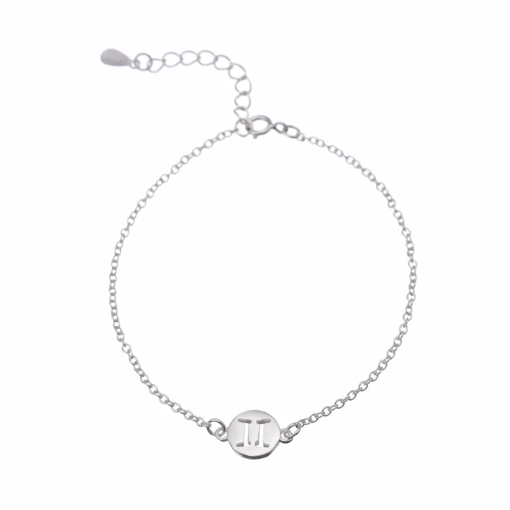 925 Silver  Gemini Zodiac Constellation  Bracelet for Women Horoscope Astrology Disc Jewelry Bracelet Gifts
