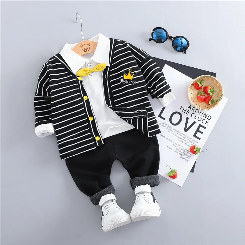 Комплект одежды для маленьких мальчиков, г., Модный комплект одежды для детей, комплект одежды для новорожденных мальчиков куртка+ футболка+ штаны, 3 предмета, Одежда для младенцев
