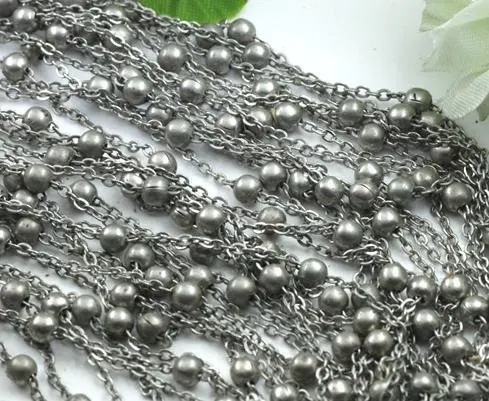 

Бесплатная доставка! 50 м/лот Gunmetal черный тон 4 мм шар с цепочкой фурнитура