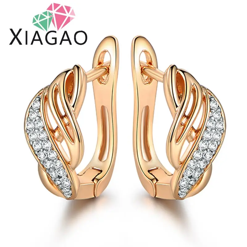 XIAGAO, дизайн, золотой цвет, очаровательные серьги-кольца с австрийскими кристаллами, блестящие серьги со стразами, изысканные ювелирные изделия, бесконечность, Лидер продаж