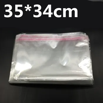 

100 Pcs Clear Self Adhesive Seal Plastic Bags Transparent Opp Packing Bags 35x34cm