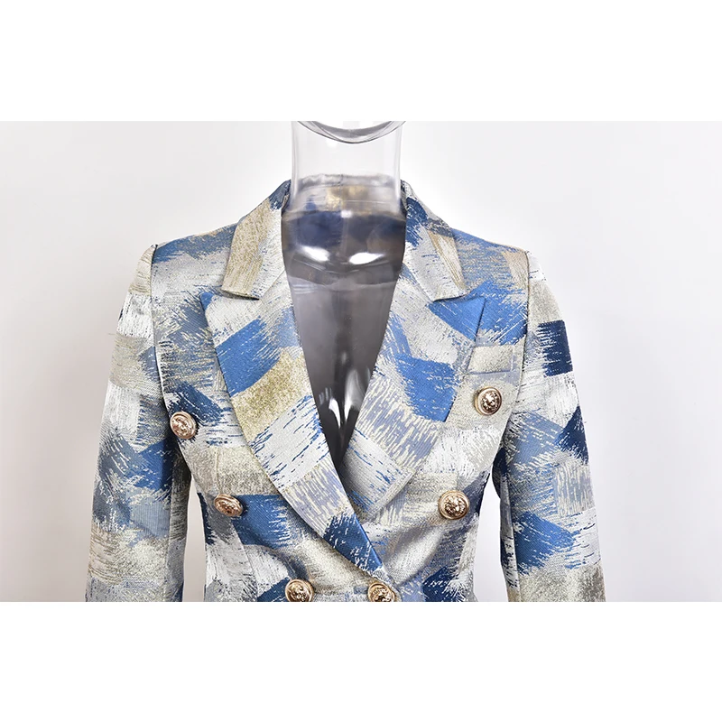 Plus Size XXXL Design Slim Quality Blazers Double Breasted Contrast Color Spring Fashion Runway Outerdoor Clothing Blazers