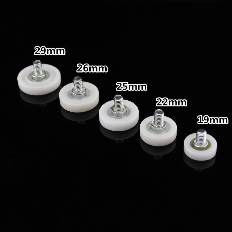 

20PCS/LOT Diameter 19/22/25/26/29MM M6 Drawer bearing pulley wheels steel File cabinet door wheel Furniture moving nylon wheel