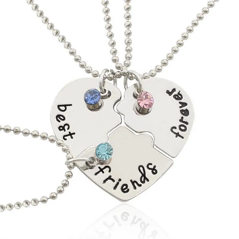 

Jewelry 3 Spliced Heart Shaped Pendants Best Friends Forever Necklace Hot Wholesale European And American