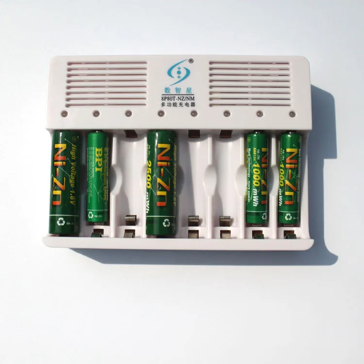 New Power 8Pcs 1000MWH NiZn 1.6V AAA Rechargeable Battery batteries + 8 ports Ni-Zn NiMH AA AAA battery smart Charger