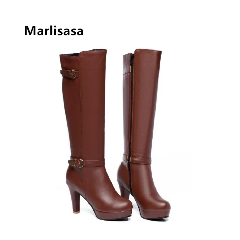 

Marlisasa Women Fashion Black High Quality Pu Leather Long Boots Ladies Casual Brown Comfortable Autumn Winter Boots F2330