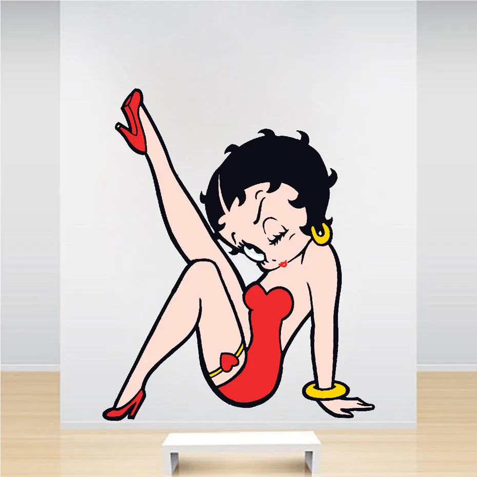 Сексуальная Betty Boop цветная Наклейка на стену для девочек, спальни, дизайн стены, сменные водонепроницаемые обои, плакат, домашняя Декорация-наклейка