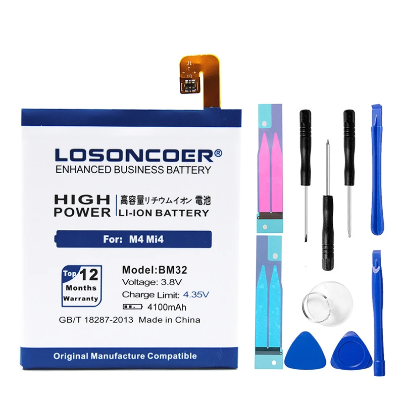 LOSONCOER 4100 mAh BM32 для Xiao mi 4 батарея, батарейка, аккумулятор для Xiaomi MIUI mi 4 mi 4 M4 16 GB 64 GB мобильный телефон Бесплатные инструменты
