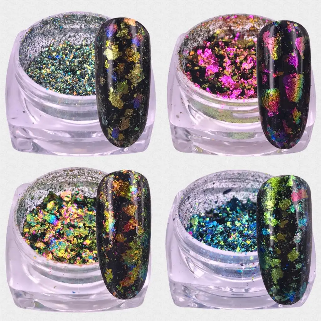 

4 boxes/lot Hot Sales Irregular Chameleon Sequins Nail Glitter Paillette Colorful Nail Flakies Powder Manicure Tips Decoration