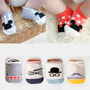 

2 Pairs /Lot Cartoon New Cotton Baby Socks No-slip Infant Newborn Baby Socks No-slip Infant Boat Socks