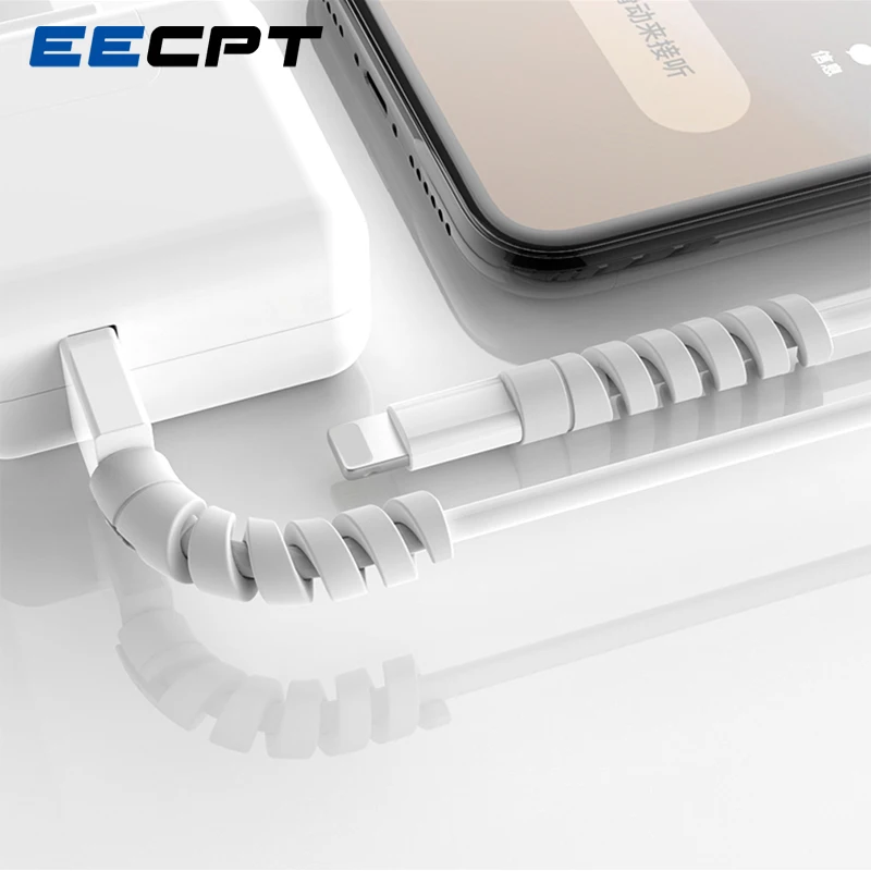

EECPT Cable Protector for iPhone XS X 8 7 6 Spring Twine Bobbin Winder Data Line Cord Case Saver Cover Rope Protection Earphone