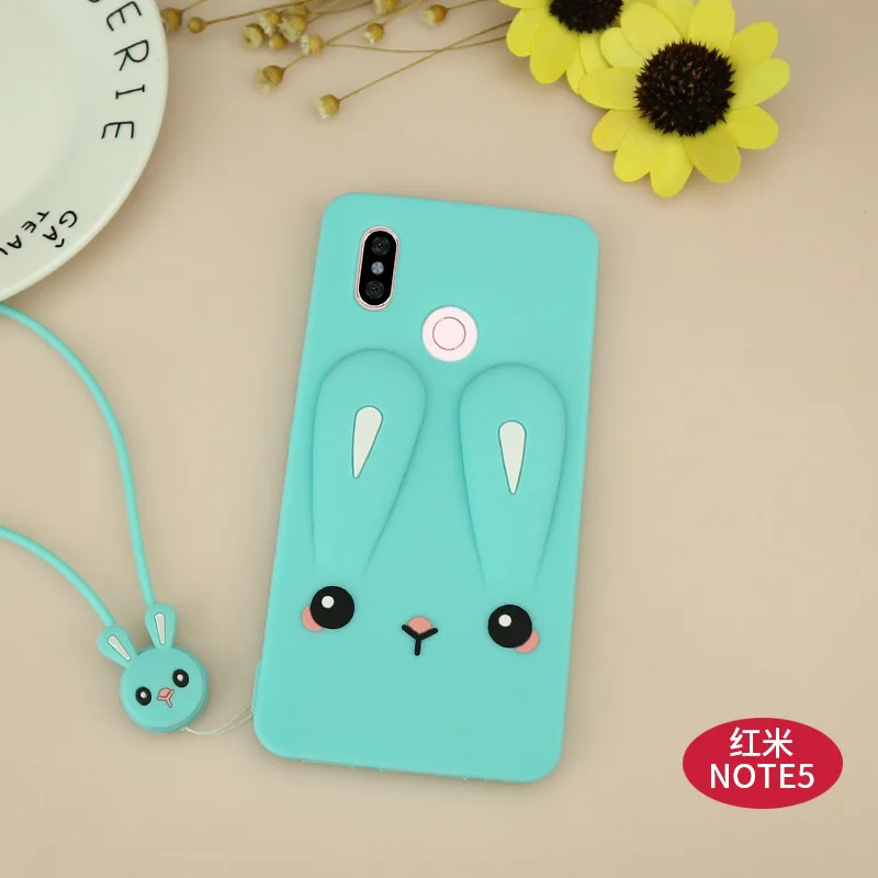 3D Cartoon rabbit Silicone Cover For Xiaomi redmi note 5 5A Cute Horse Rubber Case for