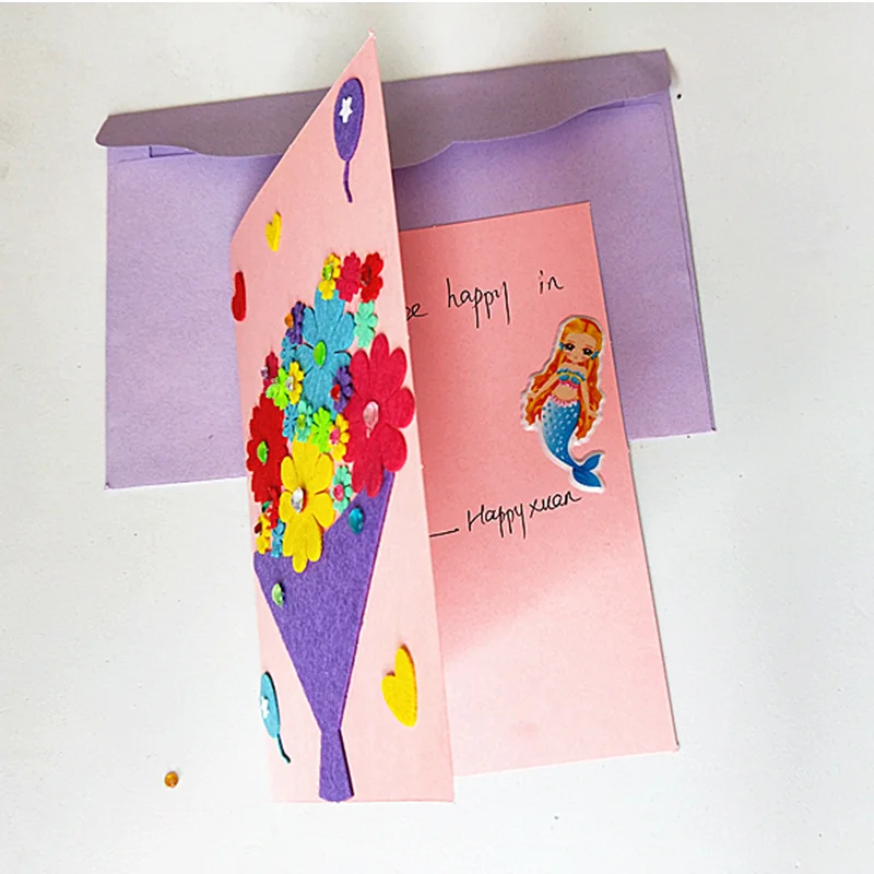 happyxuan 5pcs diy handmade greeting card kits envelope