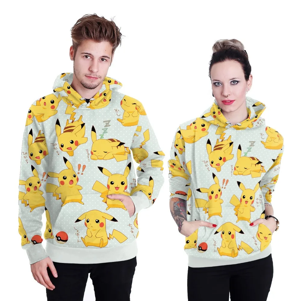 

2019 New Adult Men Women Anime My Neighbor POKEMON GO Pikachu Hoodie Plush Coat Cosplay Costume Sweatshirts Jacket