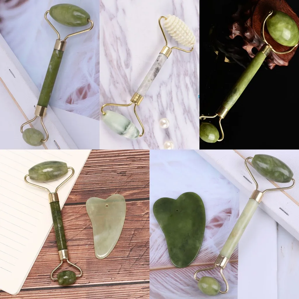

New Natural Stone Facial Jade Roller Body Gua Sha Board Facial Thin Roller Massager Face Lift Tool Relax Massager For Women Men
