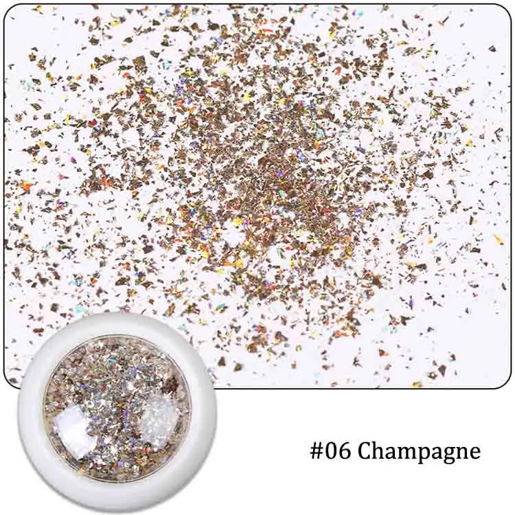 Champagne 20 видов стилей голографический Мерцающая Снежинка свободные блеск Коренастый 2x2 мм "бархатная галактика" пигмент, дизайн ногтей, УФ-смола, гель для ногтей, акрил - Цвет: Champagne