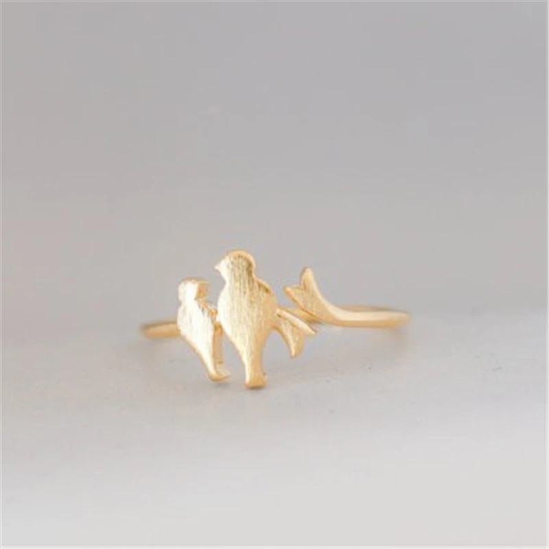 

hot sale 2018 Handmade exquisite brass silver plated tiny cute Mother bird Ring for women fashion lover Gift Jewelry girls