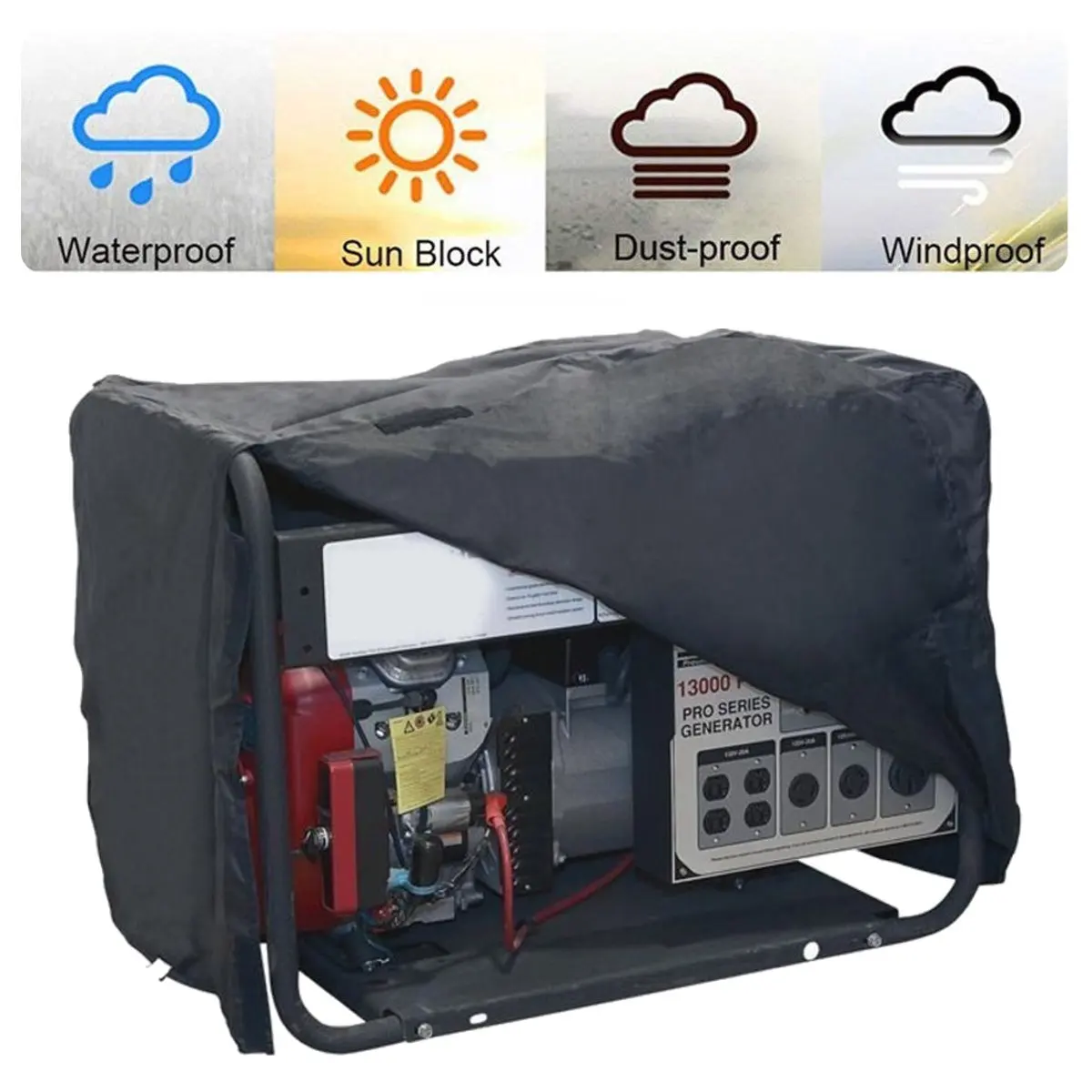 

Waterproof Generator Cover Windproof Protective Cover Canopy Shelter 3 Sizes Black All-Purpose Covers Tools Oxford Cloth