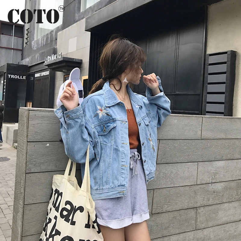 New Fashion Autumn Spring basic jackets for women Flower embroidery jacket coat Female jeans jackets Blue Denim jacket for girls New Fashion Autumn Spring basic jackets for women Flower embroidery jacket coat Female jeans jackets Blue Denim jacket for girls