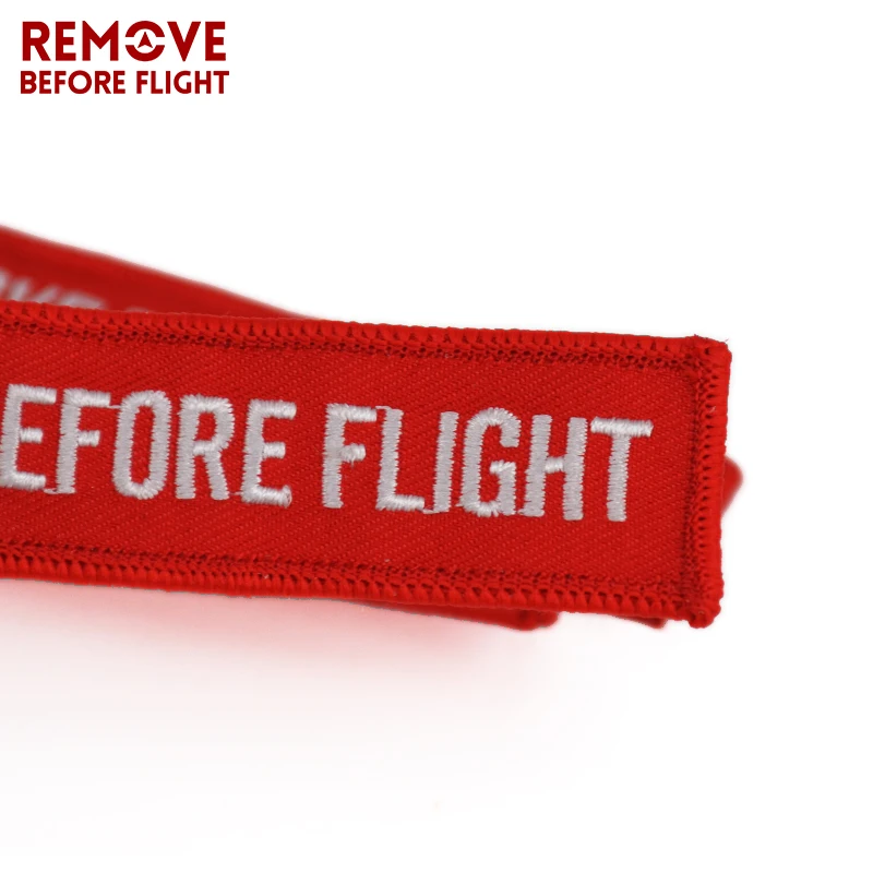 Remove Before Flight Key Chain Chaveiro Red Embroidery Keychain Ring for Aviation Gifts OEM Key Ring Jewelry Luggage Tag Key Fob2 (6)