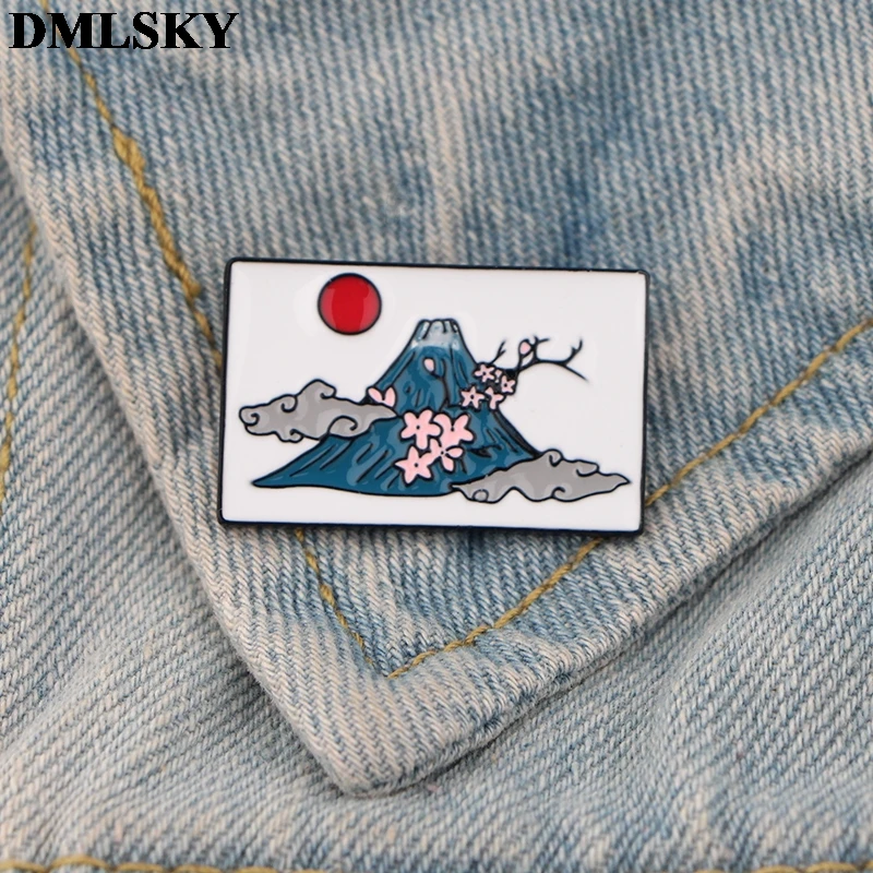 

DMLSKY Fashion Mount Fuji Pin Enamel Pins and Brooches Lapel Pin Backpack Bags Badge Clothes Brooch Jewelry Gifts M3701