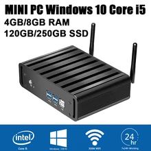 Windows 10 мини-ПК Core i5 4200U/4200Y Двухъядерные 4 ГБ Оперативная память 320 ГБ SSD HDMI VGA WiFi Безвентиляторный мини-компьютер DC 12 В бытовой HTPC