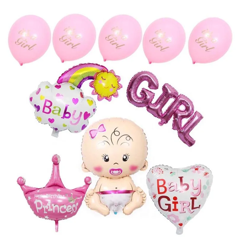 

10pcs Baby Shower big foil Balloons Set Its a Girl Boy Babyshower Decorations Party Supplies 1st Birthday Gender Reveal