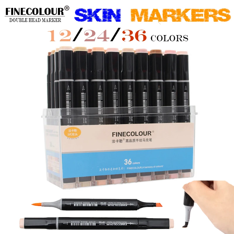 

12/24/36Color Skin Tones Soft Brush Markers Set Alcohol Based Sketch Marker Manga Art Supplier Professional Drawing