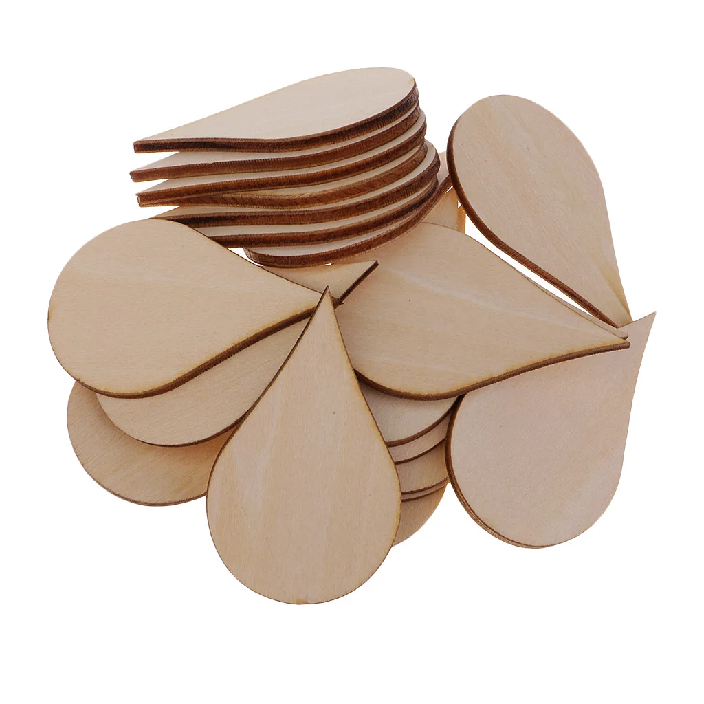 Wooden MDF Drop Shapes Craft Blank Wood Embellishment for Scrapbooking Wedding Party Baby Feet Christmas Decorations DIY
